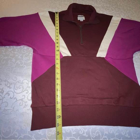 American Eagle Quarter Zip Tri-Color Sweatshirt And Matching Socks - Picture 14 of 16